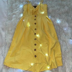 Yellow Button Down/Front Tie Midi Dress